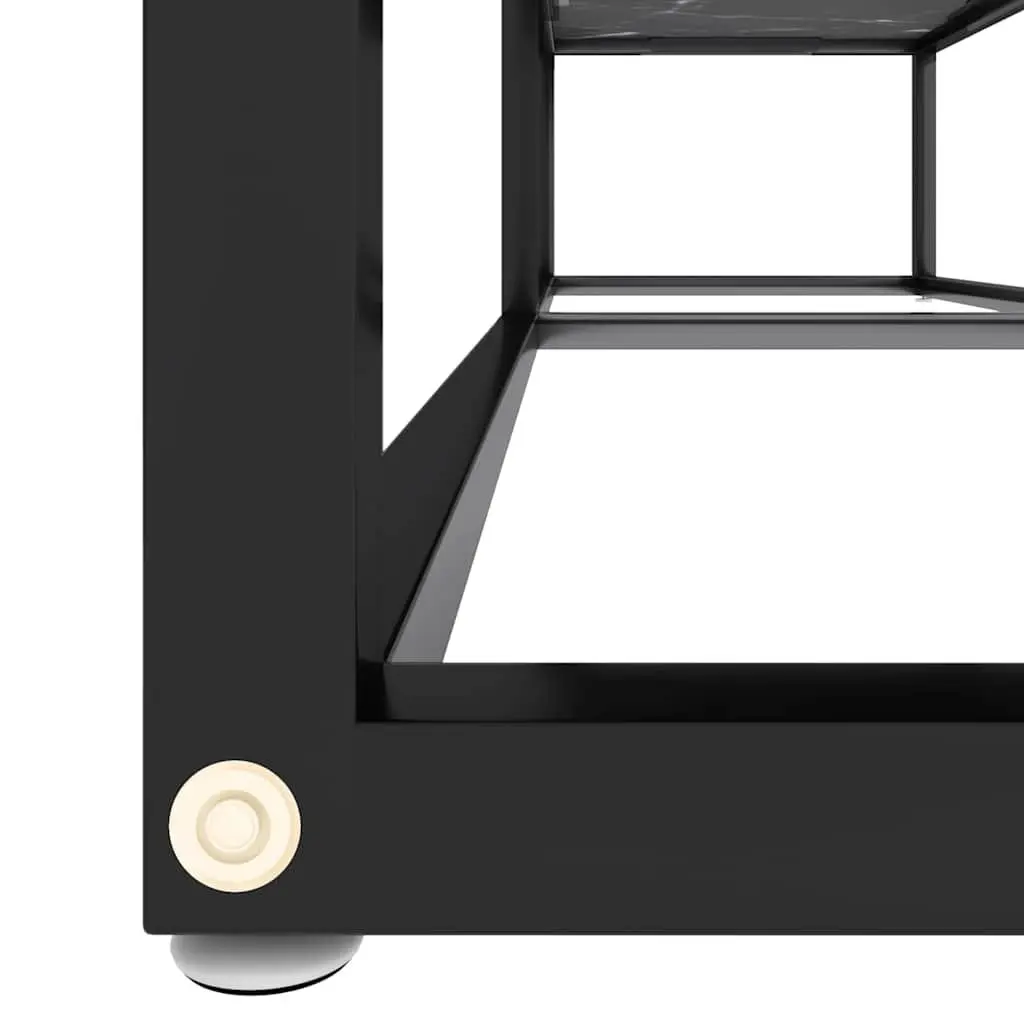 TV Cabinet Living Room Black Marble Tempered Glass Shelving Unit 140 x 40 x 40.5 cm