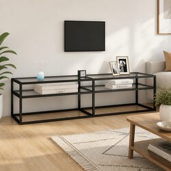 TV Cabinet Specifications: Glass Shelving and Steel Frame