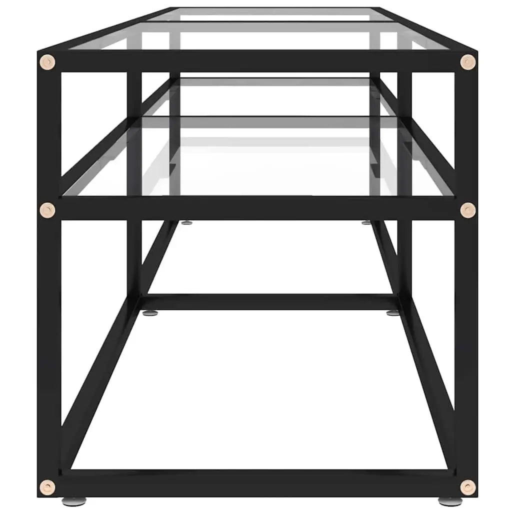 TV Cabinet Living Room 160 x 40 x 40.5 cm Tempered Glass Shelving Storage Unit Display Stand