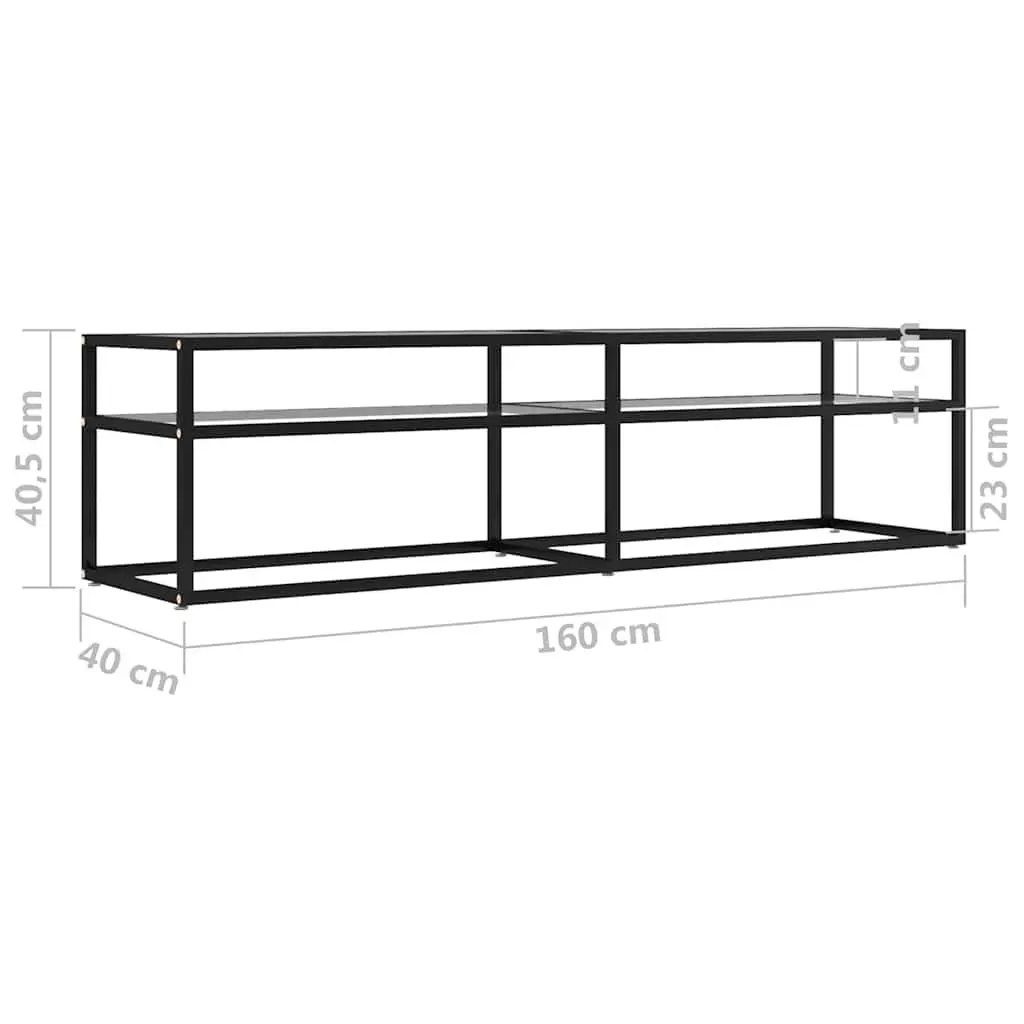 TV Cabinet Living Room 160 x 40 x 40.5 cm Tempered Glass Shelving Storage Unit Display Stand