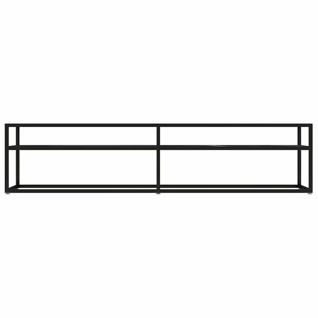 TV Cabinet Living Room Black Marble Tempered Glass Shelving Unit 180 x 40 x 40.5 cm
