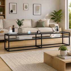 TV Cabinet with Dimensions 200 x 40 x 40.5 cm in Glass and Steel