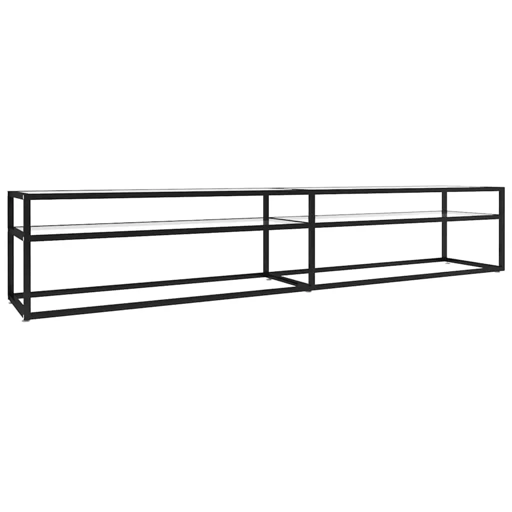 TV Cabinet Living Room Transparent Tempered Glass Media Storage Unit 220 x 40 x 40.5 cm