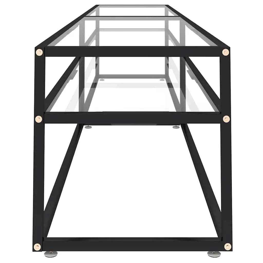 TV Cabinet Living Room Transparent Tempered Glass Media Storage Unit 220 x 40 x 40.5 cm