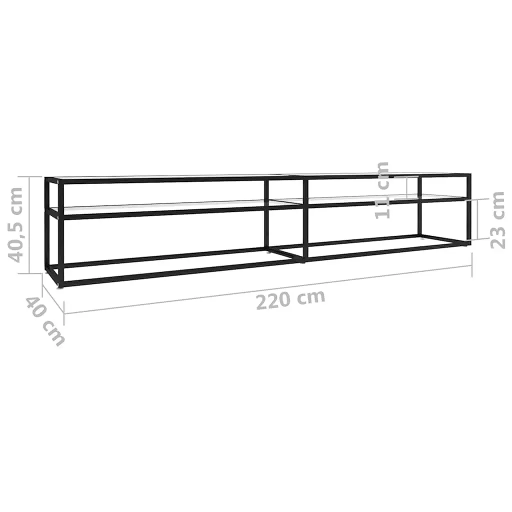 TV Cabinet Living Room Transparent Tempered Glass Media Storage Unit 220 x 40 x 40.5 cm