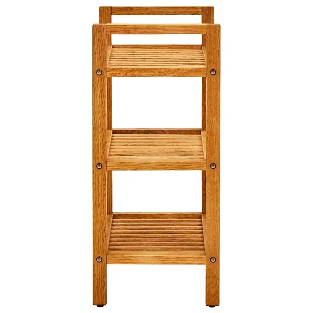 Wooden Shoe Rack with 3 Shelves Brown Solid Oak Wood Storage Organiser Hallway