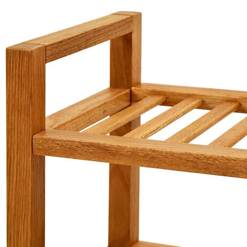 Wooden Shoe Rack with 3 Shelves Brown Solid Oak Wood Storage Organiser Hallway