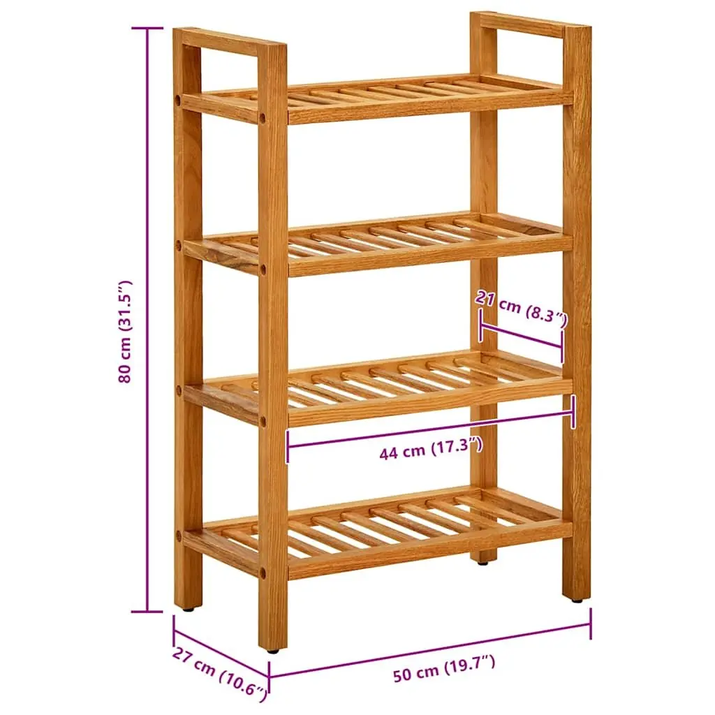 Wooden Shoe Rack Hallway Storage Organiser 4 Shelves Brown