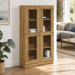 Brown Highboard Standing Shelf Storage Cabinet Engineered Wood Bookcase 150cm