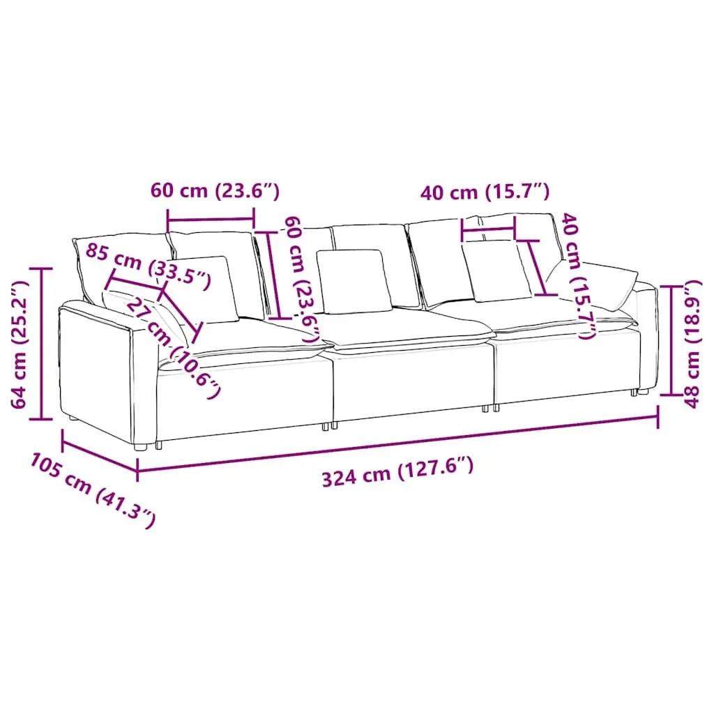 Modular Three-Section Sofa Unit