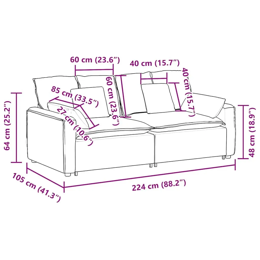 Modular Sofa with Cushions Dark Grey Reconfigurable Sectional Lounge Living Room