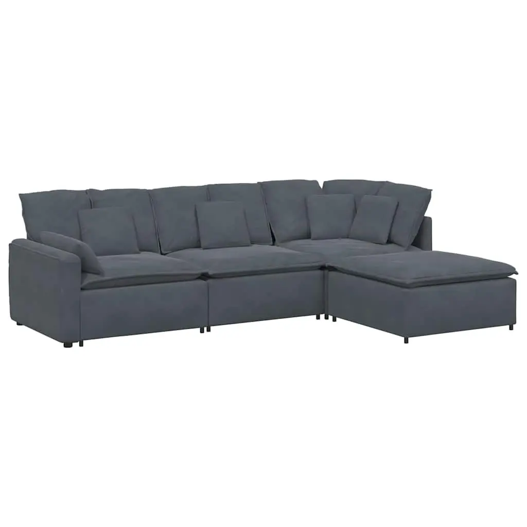 Modular Sectional Sofa for Living Room Four Sections Grey Velvet