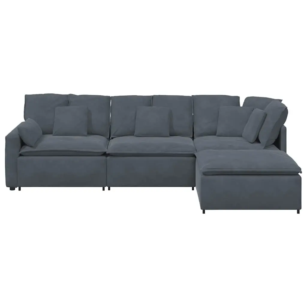 Modular Sectional Sofa for Living Room Four Sections Grey Velvet