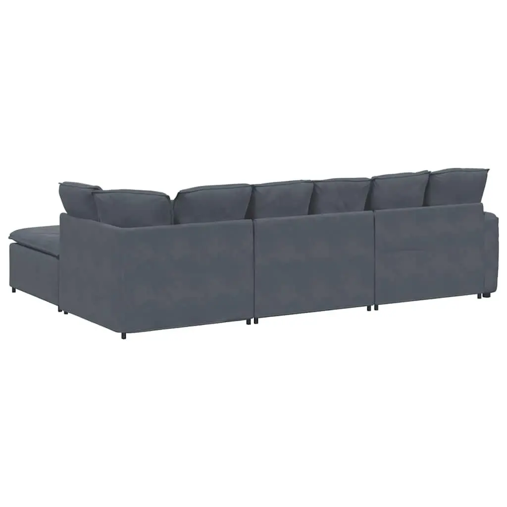Modular Sectional Sofa for Living Room Four Sections Grey Velvet