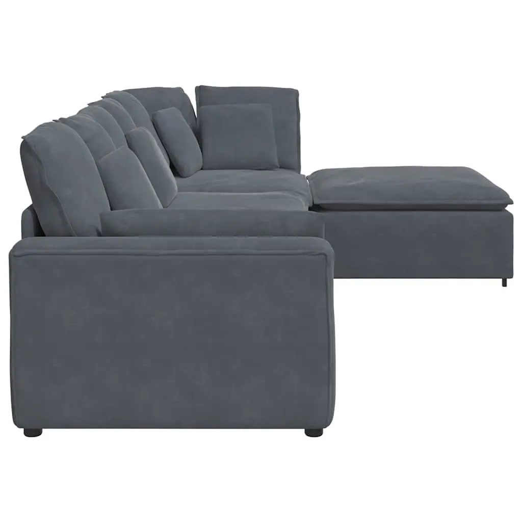 Modular Sectional Sofa for Living Room Four Sections Grey Velvet