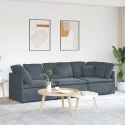 Grey Modular Sofa with Cushions: Dimensions and Materials