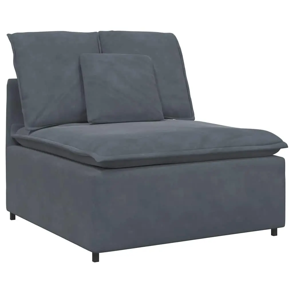 Modular Sofa for Living Room Grey Velvet Sectional Couch with Footstool