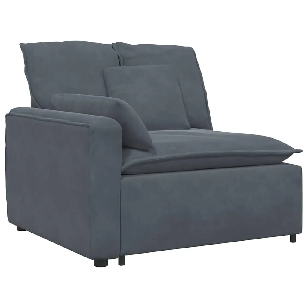 Modular Sofa Sectional Lounge Grey Velvet Cushions Five Sections Living Room