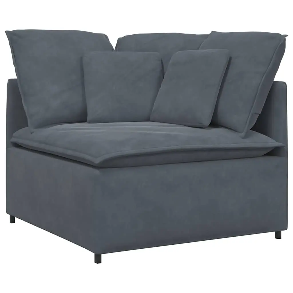 Modular Sofa Sectional Lounge Grey Velvet Cushions Five Sections Living Room