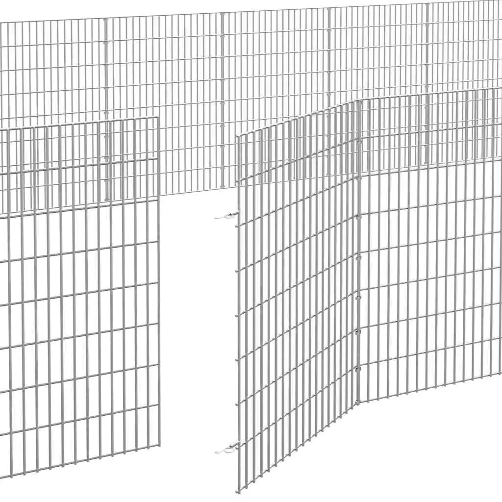 Small Animal Enclosure Playpen 48 Panel Silver 54 x 80 cm