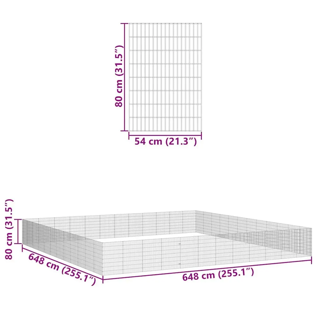Small Animal Enclosure Playpen 48 Panel Silver 54 x 80 cm