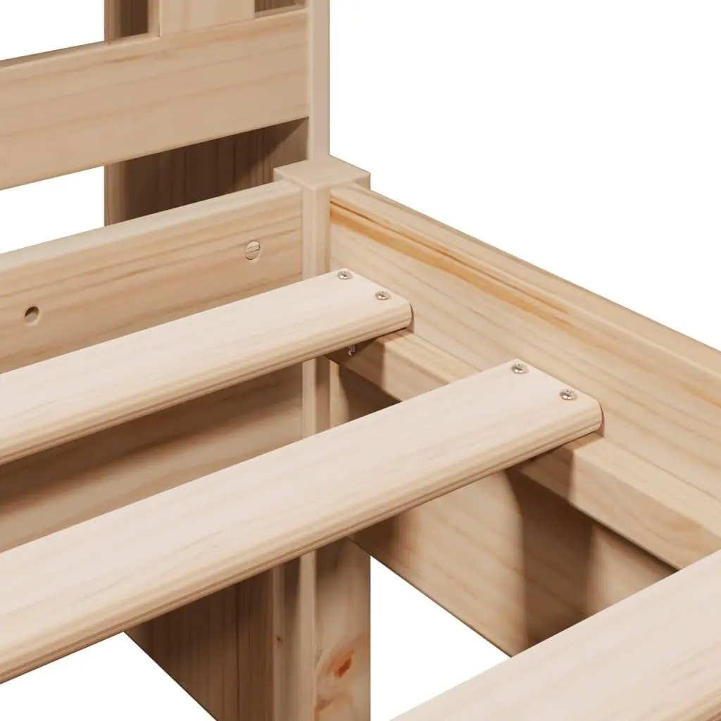 Bookcase Bed Frame 90x190cm Solid Pine Wood Slatted Base Bedroom Furniture