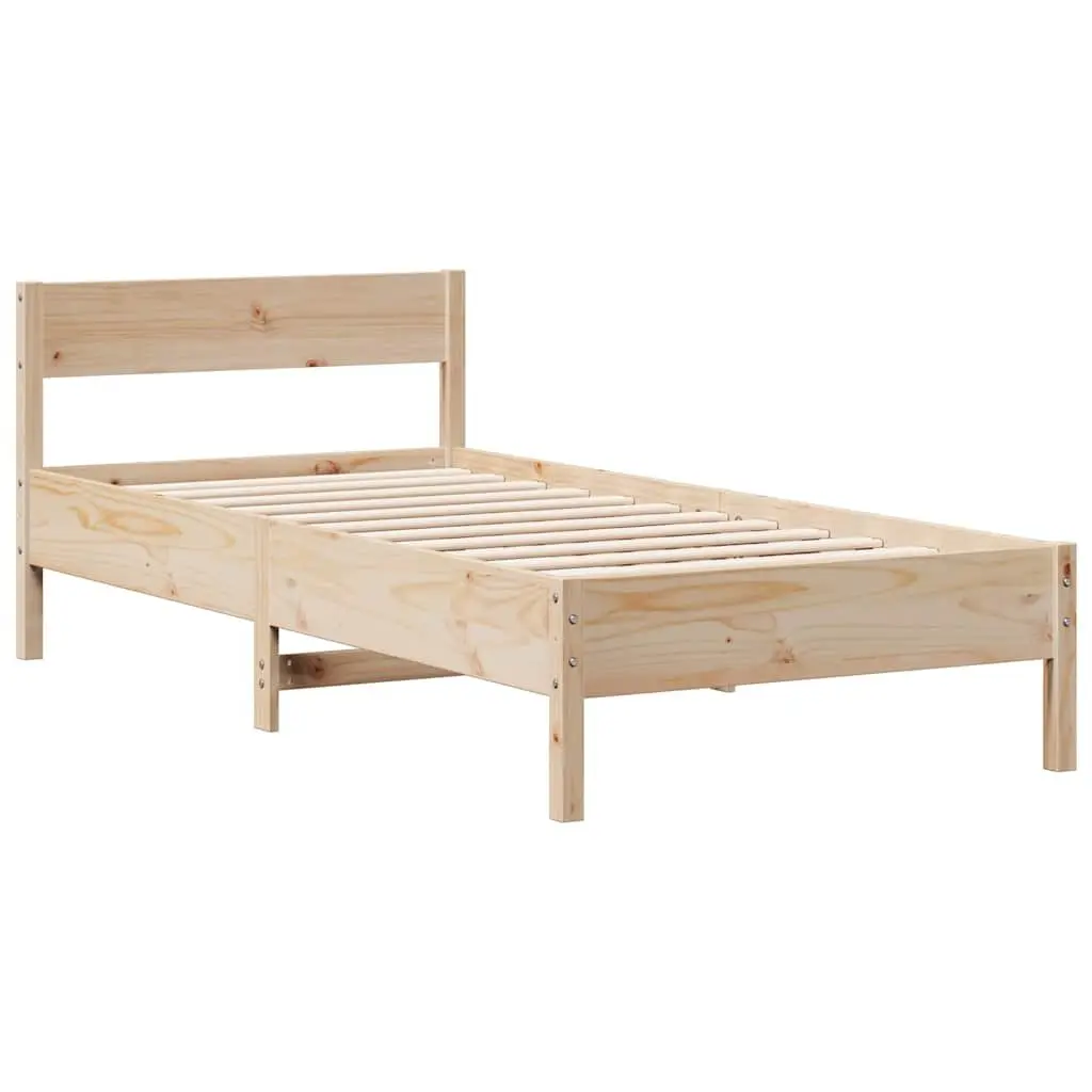 Bookcase Bed Frame Solid Pine Wood 90x190cm Brown Bedroom Furniture Headboard
