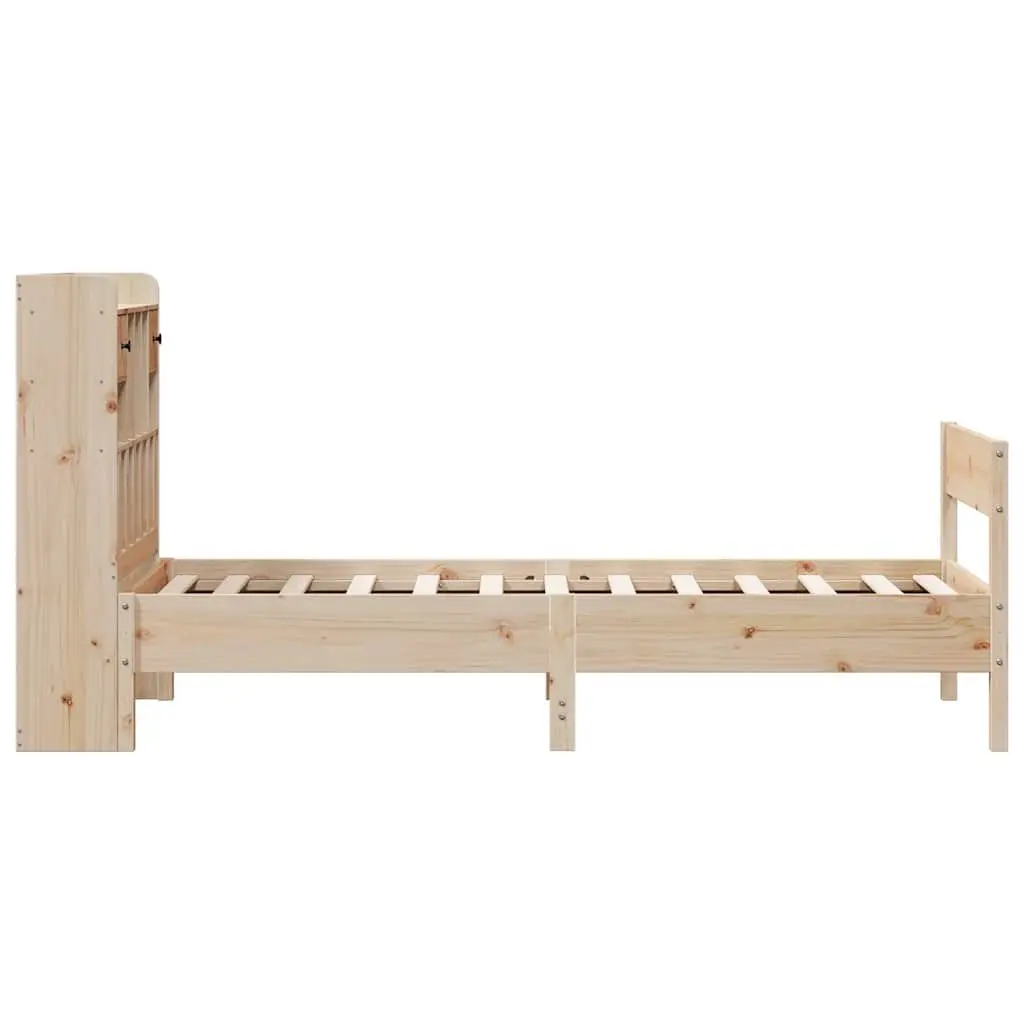 Bookcase Bed Frame Solid Pine Wood 90x190cm Brown Bedroom Furniture Headboard