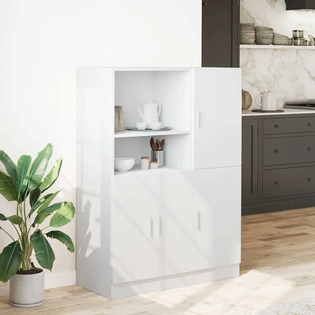 2 Piece Wall Mounted Storage Kitchen Cabinet Set Engineered Wood White