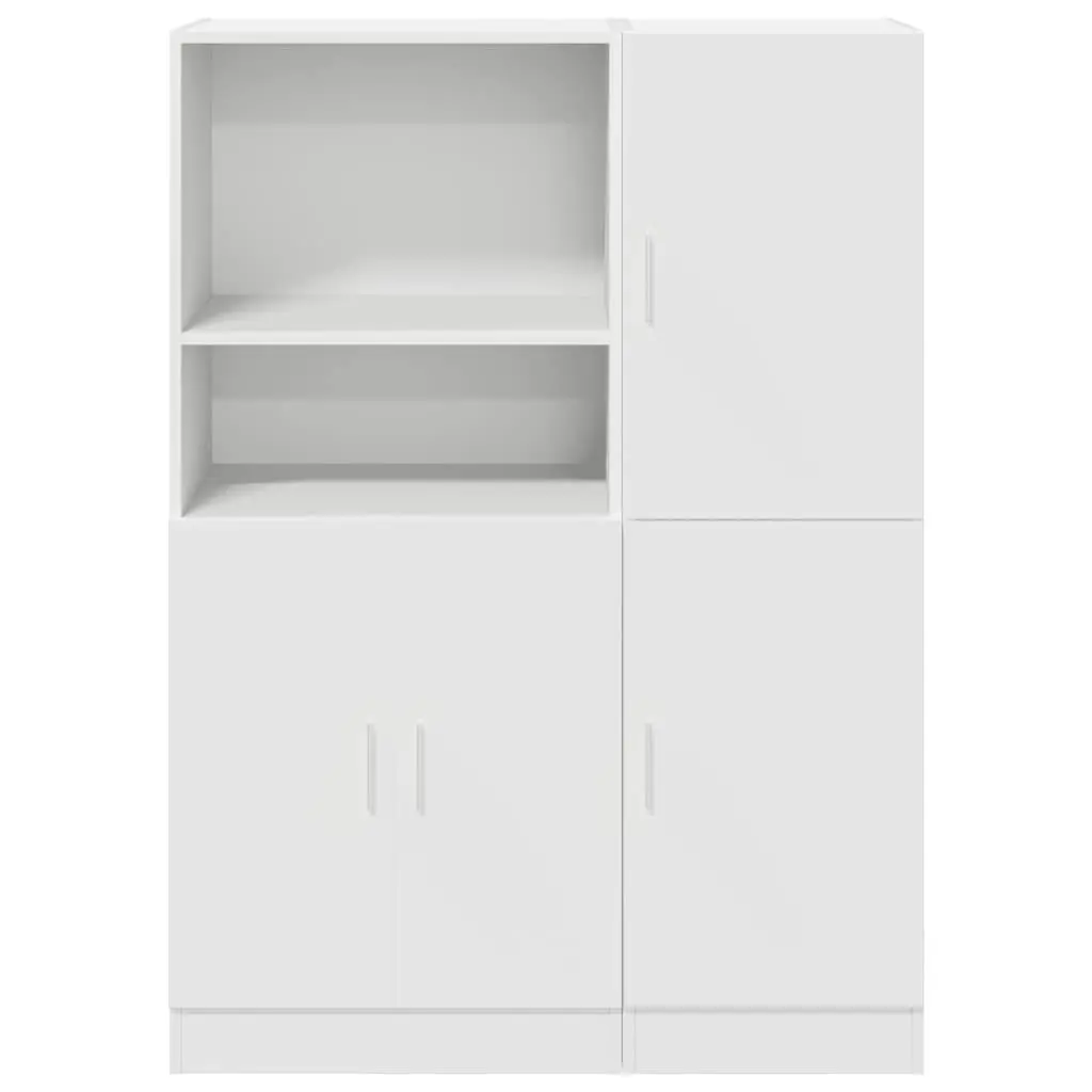 2 Piece Wall Mounted Storage Kitchen Cabinet Set Engineered Wood White