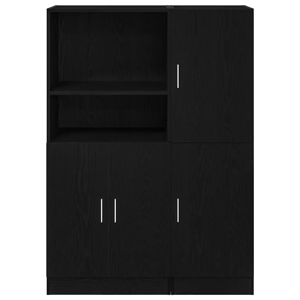 2 Piece Kitchen Cabinet Set for Kitchen Black Wall Mounted Storage Shelves
