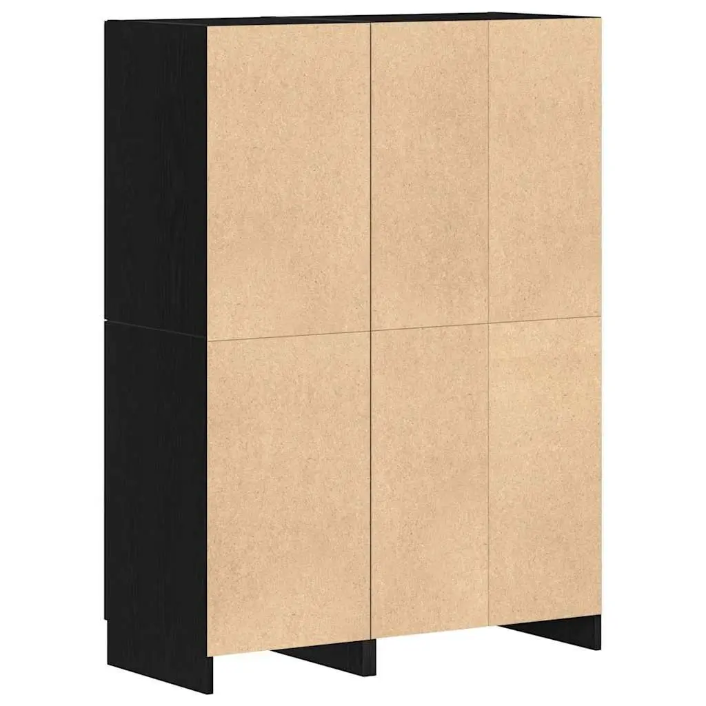 2 Piece Kitchen Cabinet Set for Kitchen Black Wall Mounted Storage Shelves