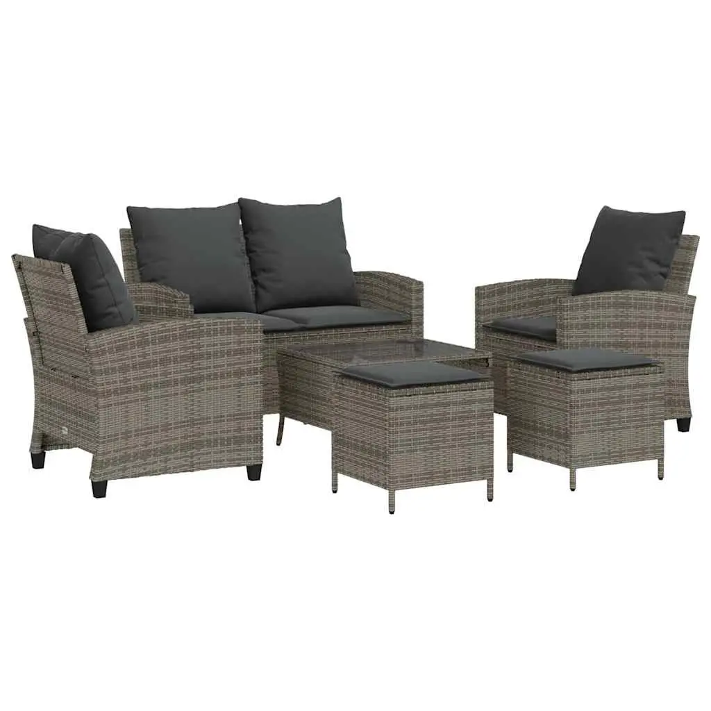 6-Piece Grey Garden Sofa Set