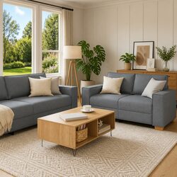3-Piece Sofa Set: Light Grey Linen Blend Measurements
