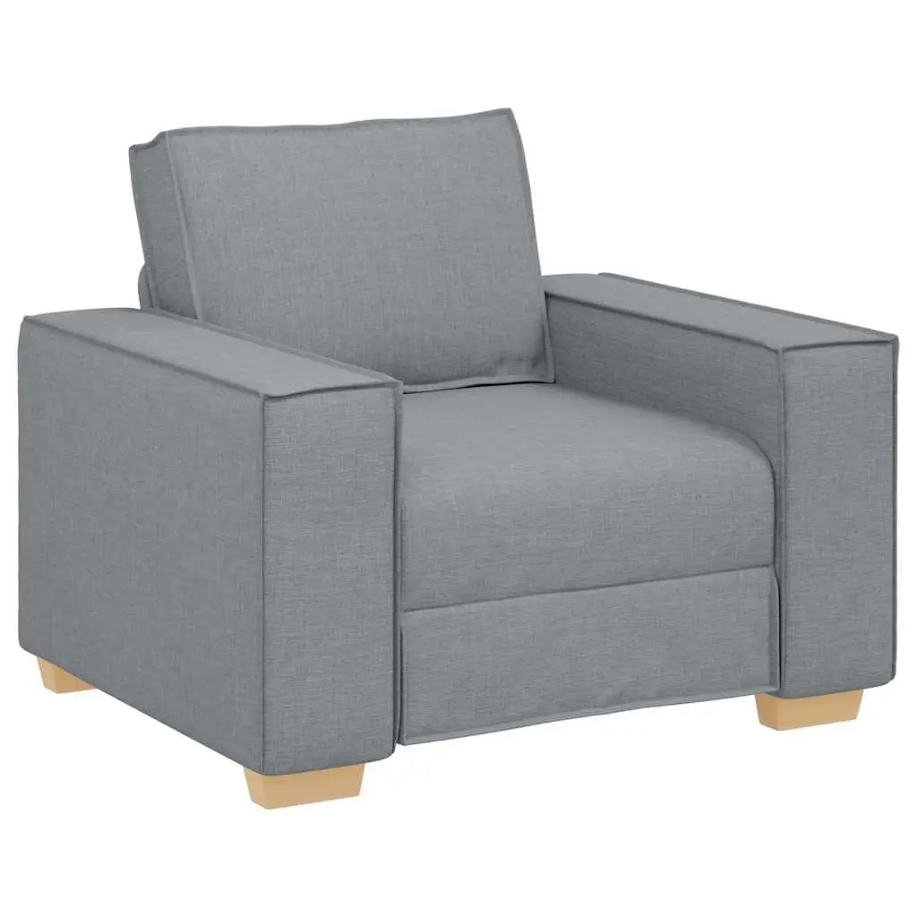 3-Piece Sofa Set Living Room Light Grey Linen-Blend Fabric