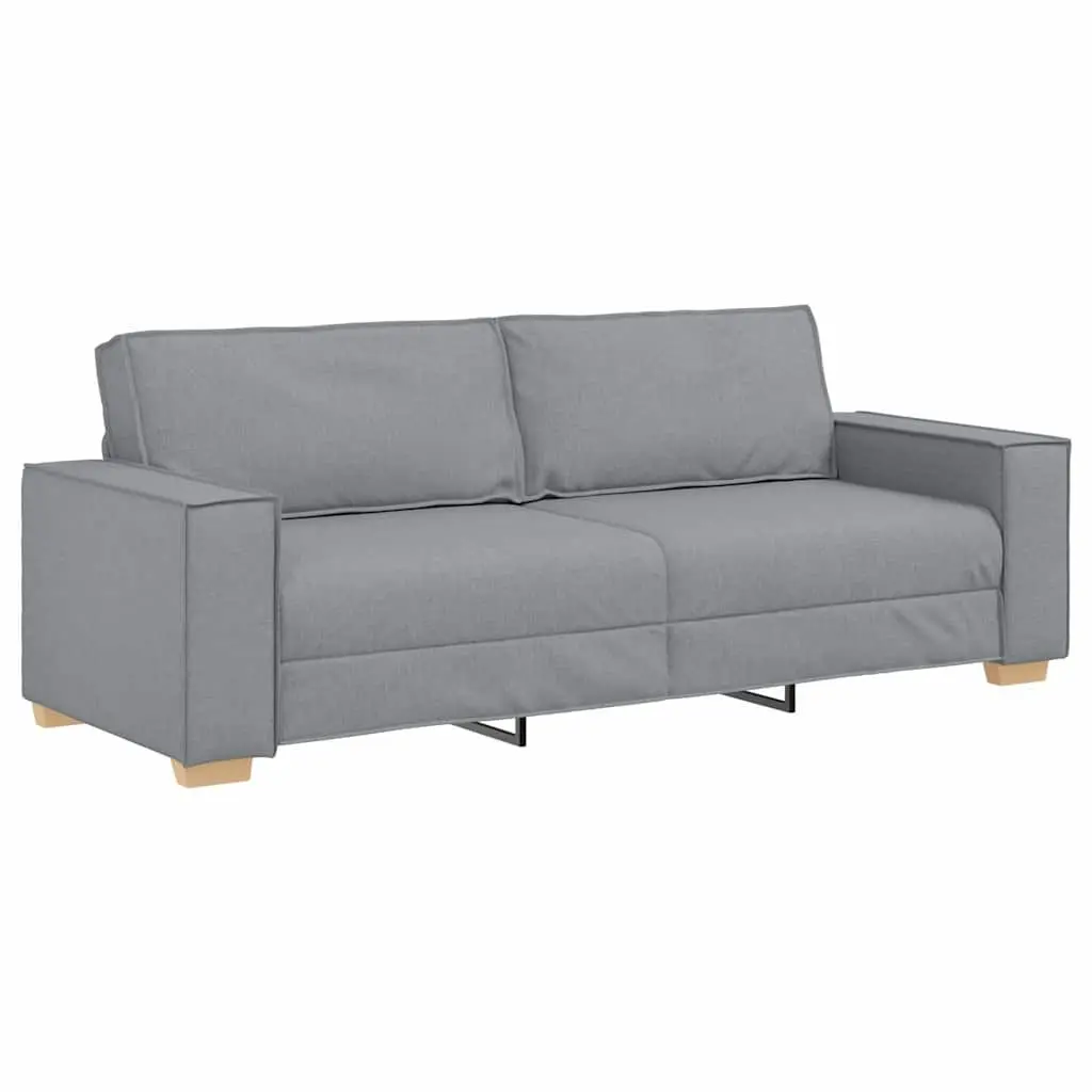 3-Piece Sofa Set Living Room Light Grey Linen-Blend Fabric