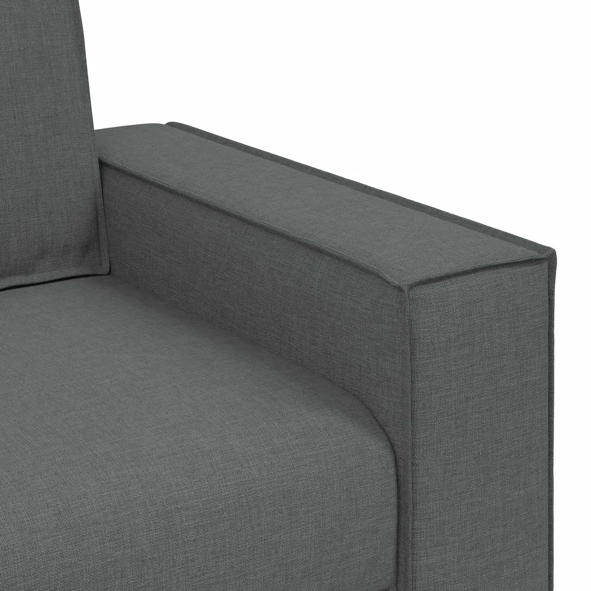 3-Piece Sofa Set Grey Linen-Blend Modern Living Room Furniture 220cm Wide Lounge