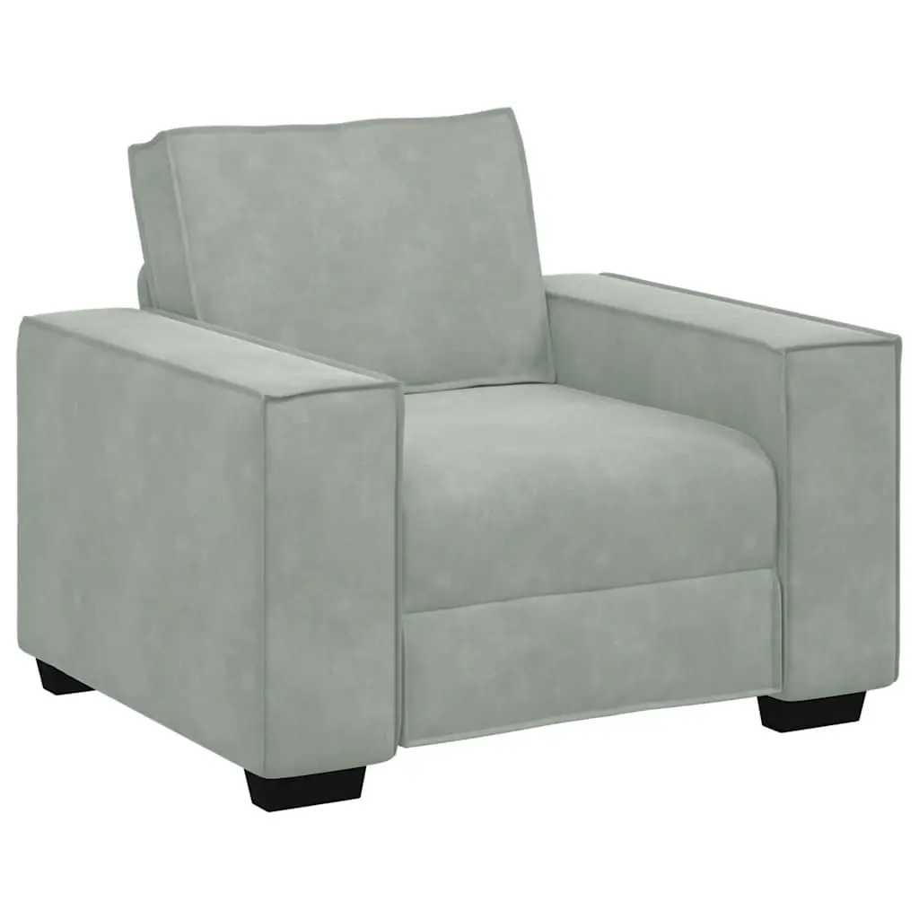 3 Piece Sofa Set Living Room Grey Linen-Blend