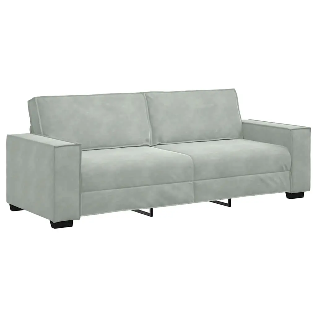 3 Piece Sofa Set Living Room Grey Linen-Blend