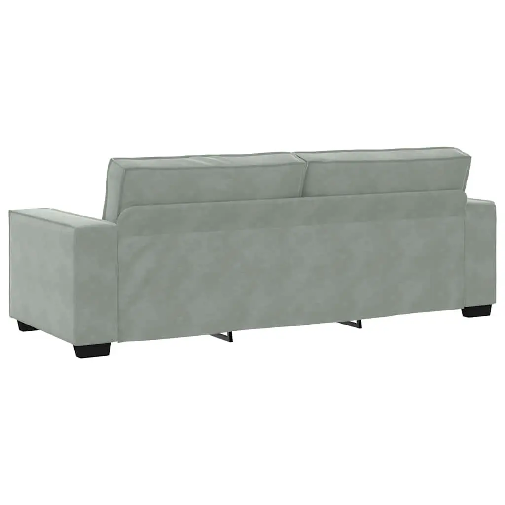 3 Piece Sofa Set Living Room Grey Linen-Blend