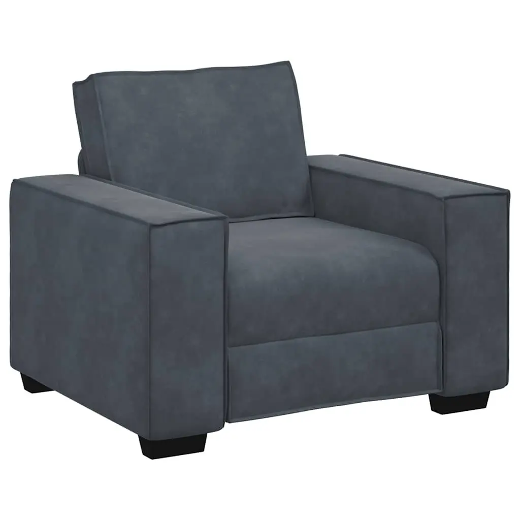 3 Piece Sofa Set Grey Velvet Living Room