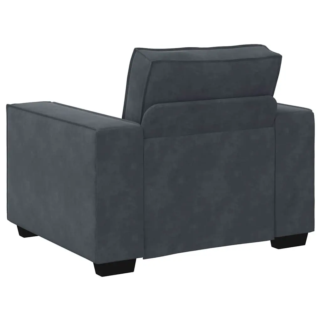 3 Piece Sofa Set Grey Velvet Living Room