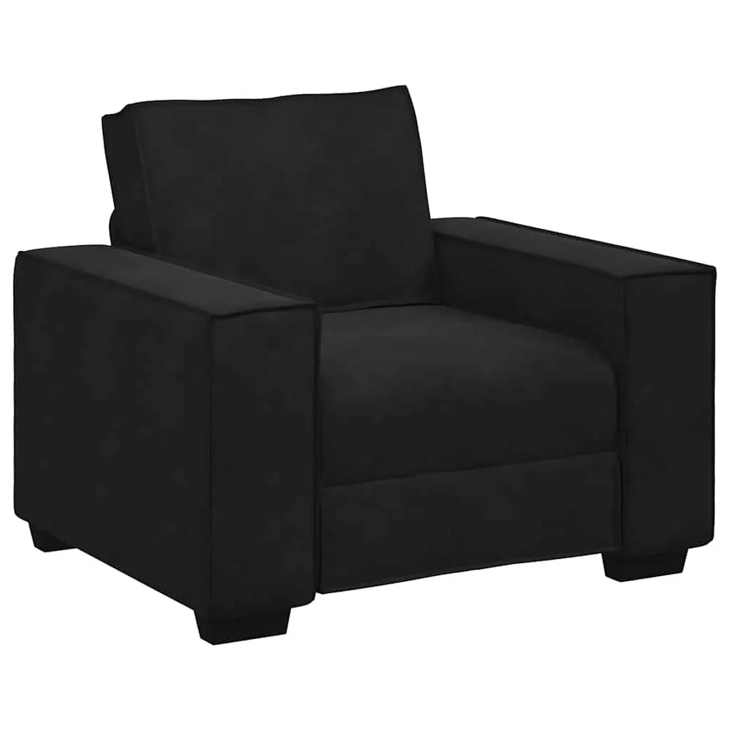 3 Piece Black Velvet Sofa Set