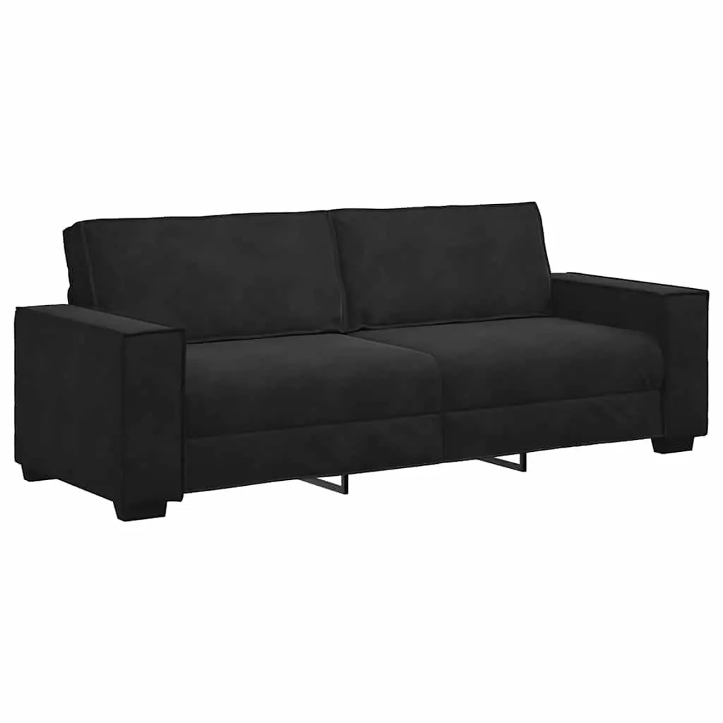 3 Piece Black Velvet Sofa Set