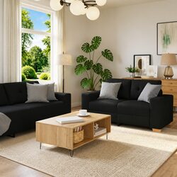 Specifications of the 3-Piece Black Sofa Set