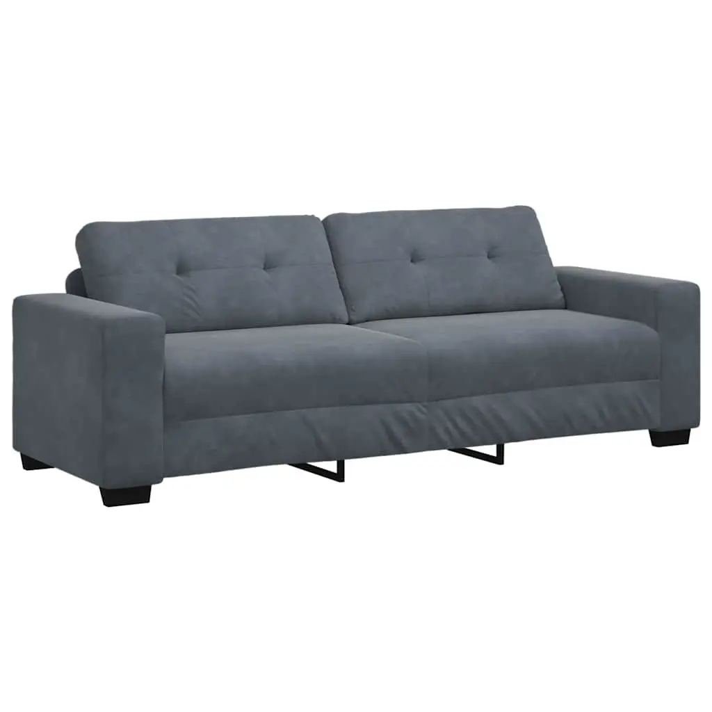 3 Piece Sofa Set for Living Room Grey Velvet Armchair 2 Seater 3 Seater Modern