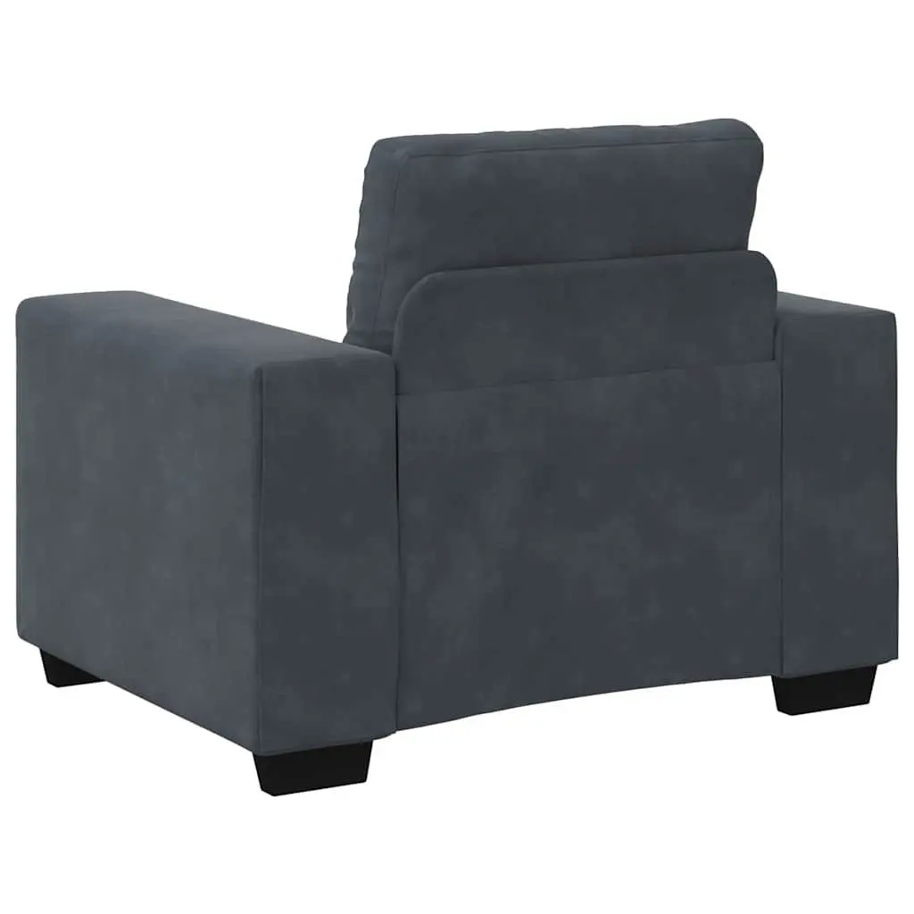 3 Piece Sofa Set for Living Room Grey Velvet Armchair 2 Seater 3 Seater Modern