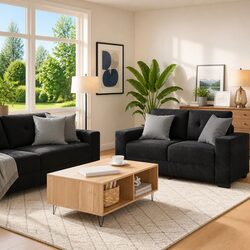 Specifications for 3-Piece Velvet Sofa Set in Black