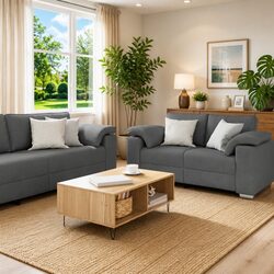 Specifications of 3-Piece Grey Linen-Blend Sofa Set