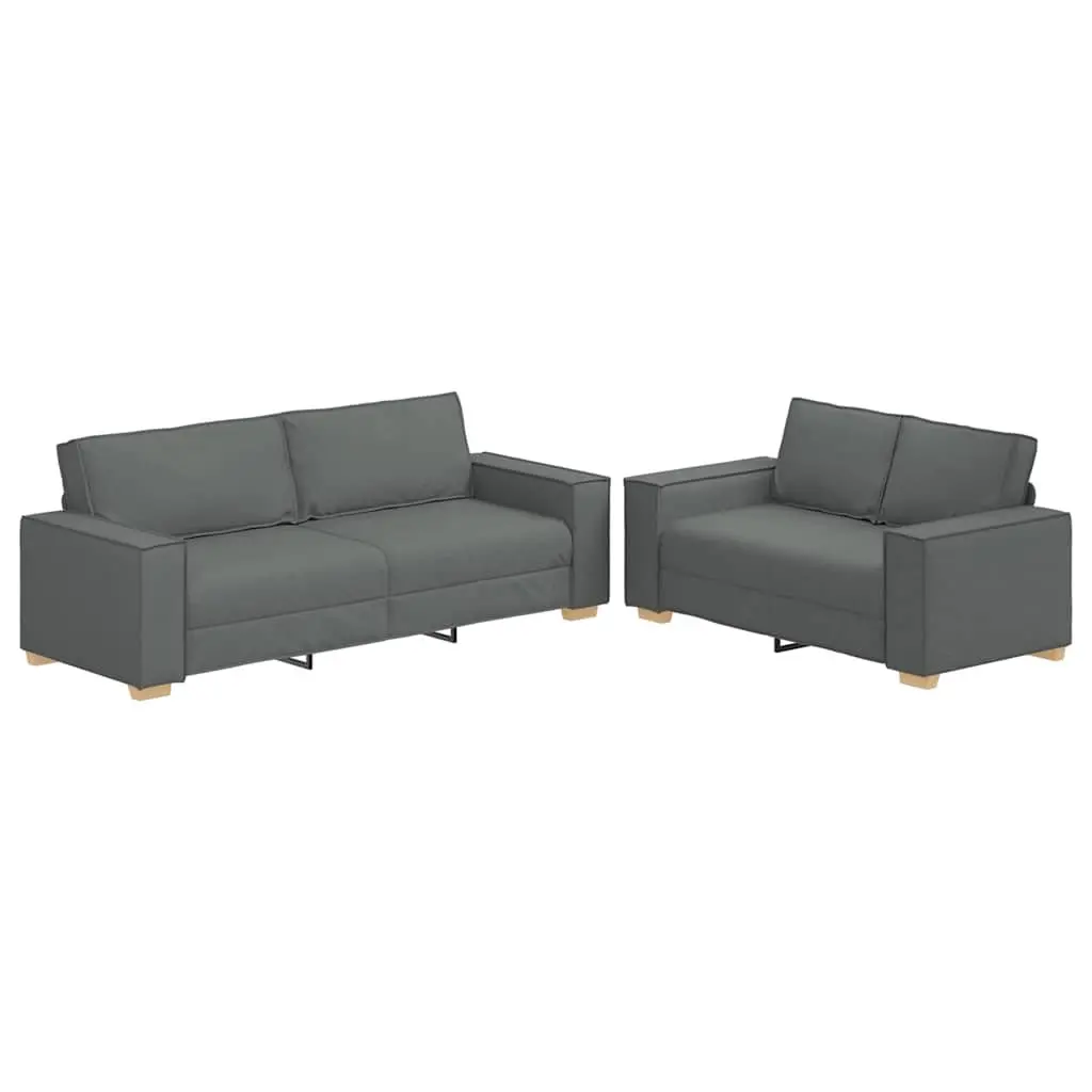 2 Piece Grey Sofa Set Living Room Couch